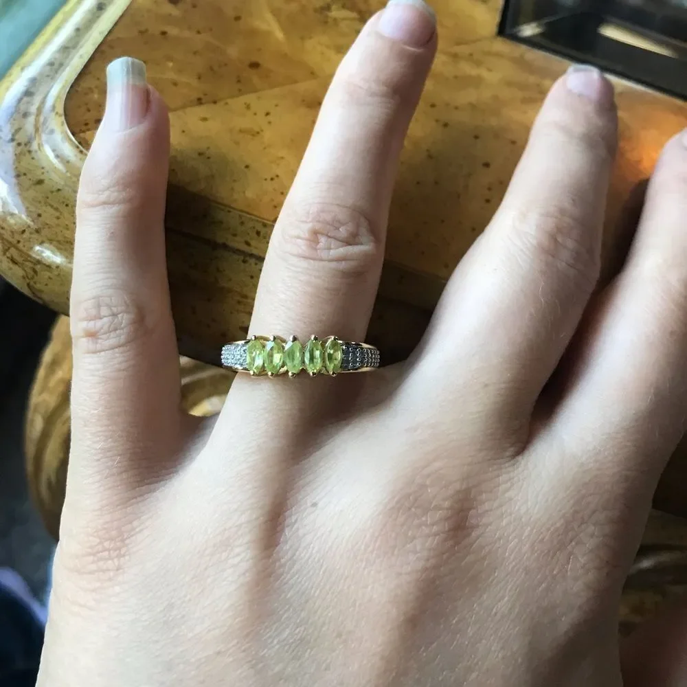 Natural Sava Sphene Sterling Silver 18k Gold Vermeil Ring Size 7
